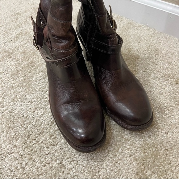 BED STU Benchmade Distressed Brown Leather Boots Cobbler Series Size 10 side zip - Picture 14 of 16